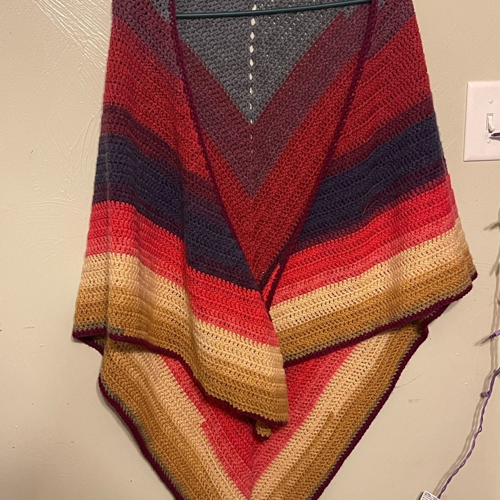 Multicolor Chevron Crochet Shawl